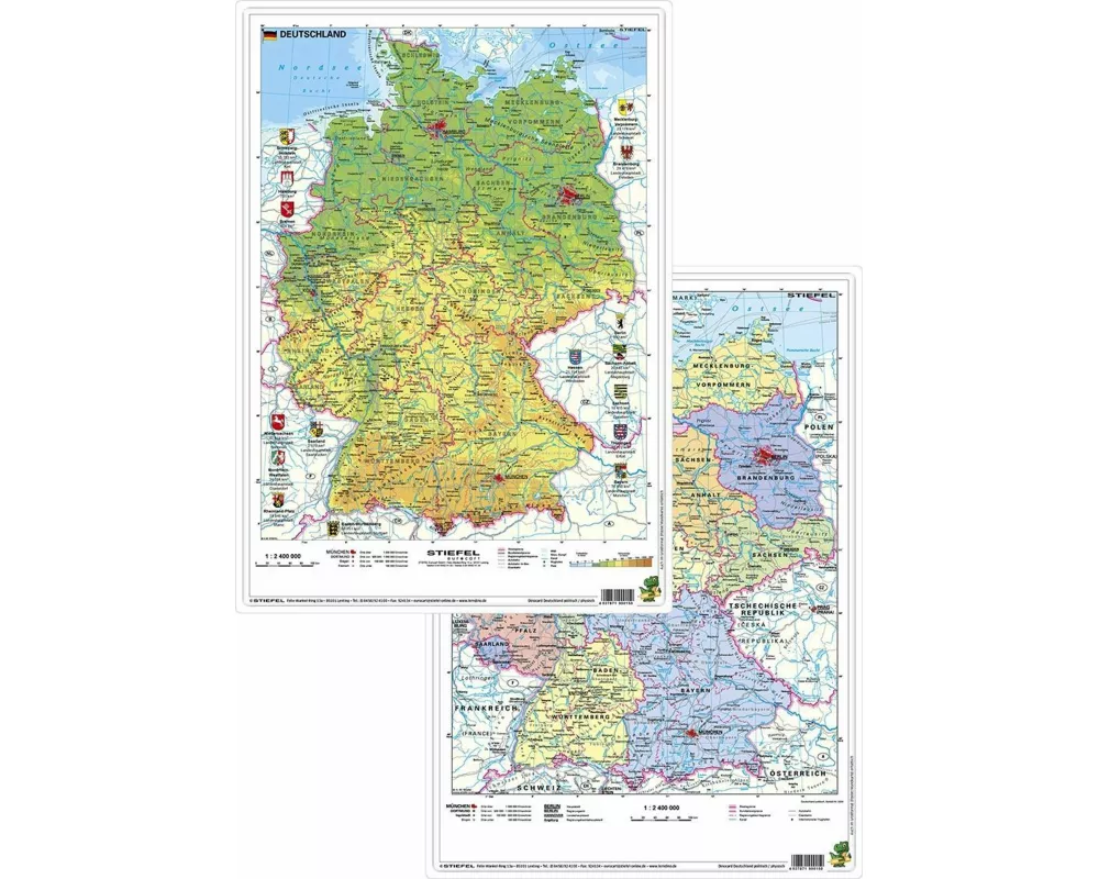 Deutschland physisch/politisch. DUO-Schreibunterlage klein