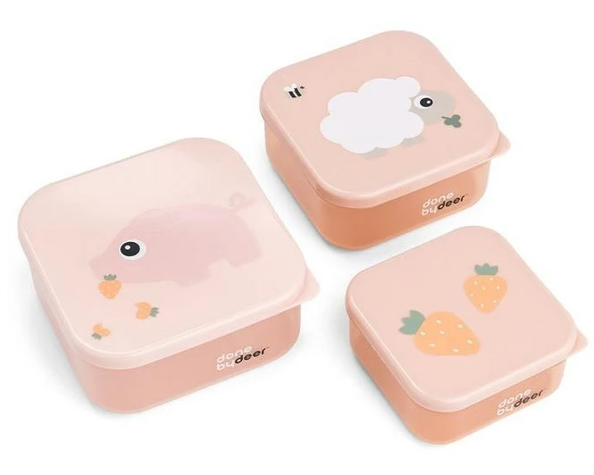 done by deer Snackbox 3er Set Tiny Farm Rosa