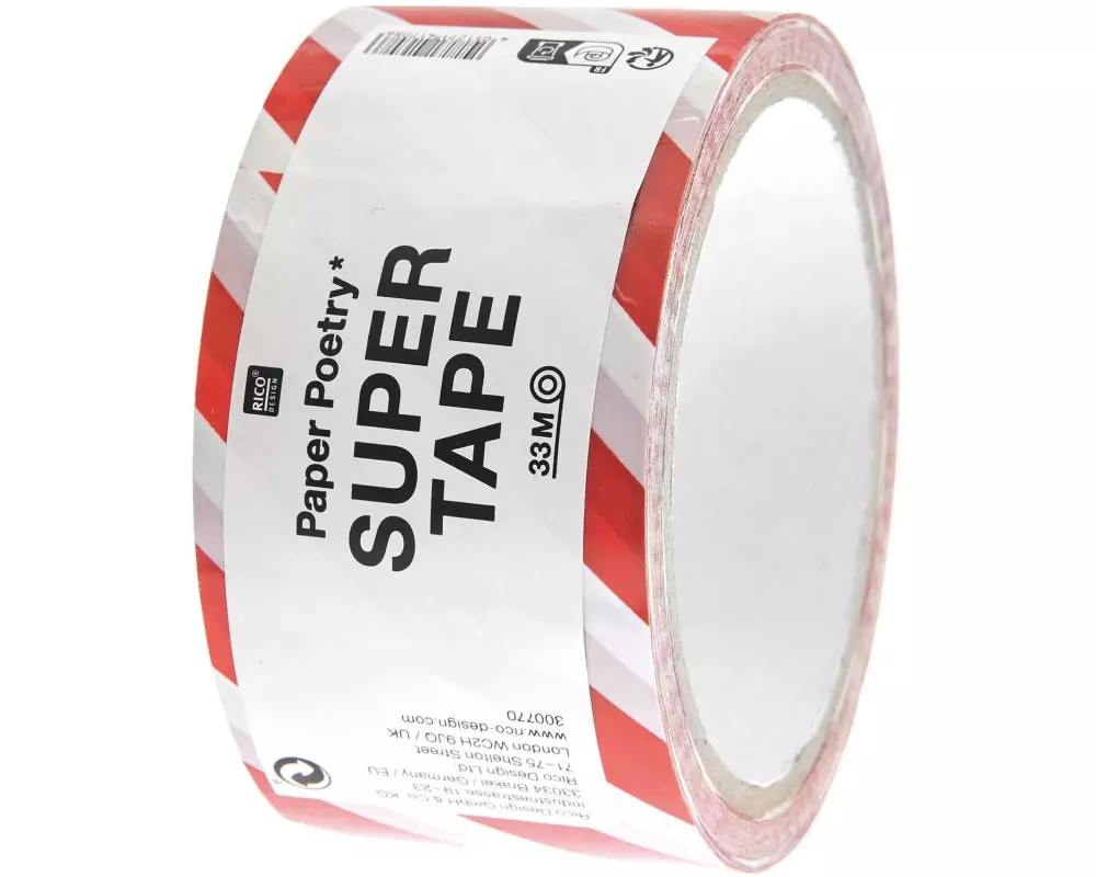 Rico Design Klebeband Paper Poetry 0.5 mm x 33 m, Rot/Weiss