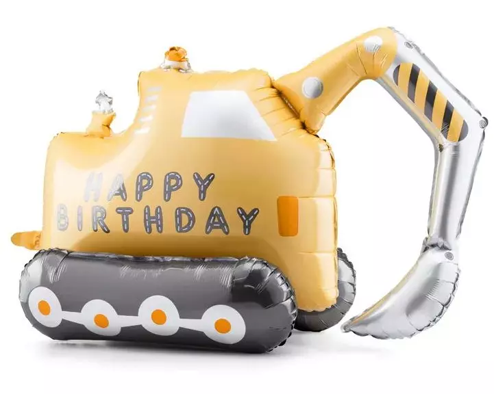 Partydeco Folienballon Bagger inkl. Strohhalm 49 x 76.5 cm, 1 Stück
