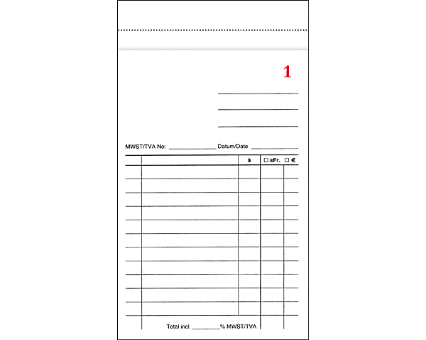 BÜROLINE Kassablock 10×17cm 572042 numeriert 50x2 Blatt