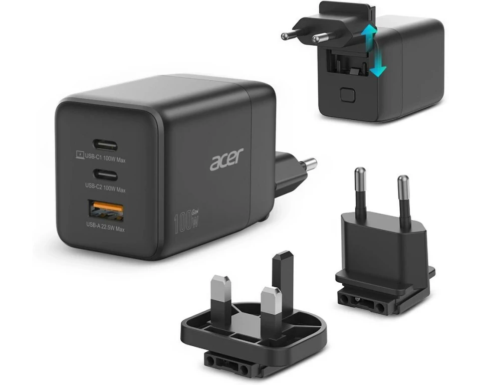 Acer Netzteil AC-Adapter 100W 2x USB-C, 1x USB-A