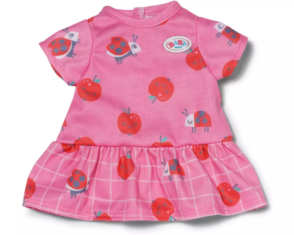 Baby Born Puppenkleidung Kleid mit Erdbeeren und Marienkäfern Pink