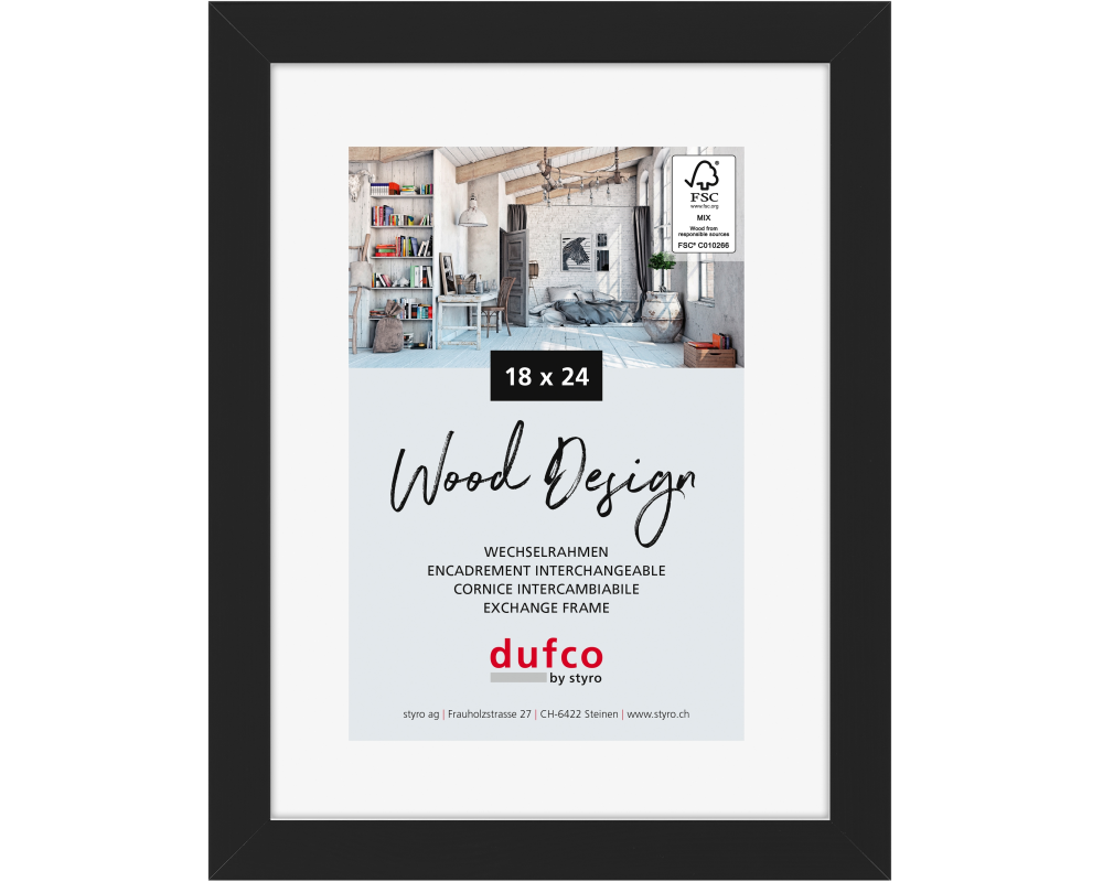 DUFCO Holz-Bilderrahmen 18x24cm 1610.80104 Toronto schwarz