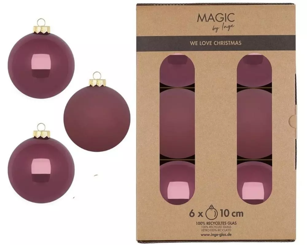 INGES CHRISTMAS DECOR Weihnachtskugel 10 cm Rosa, 6 Stück