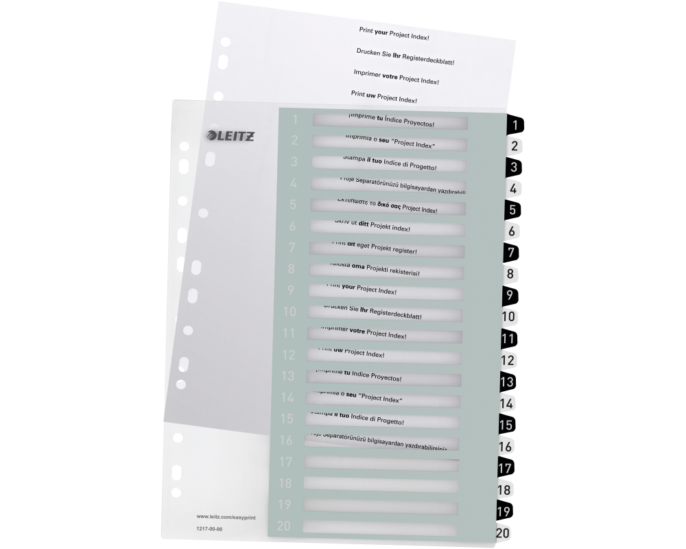 LEITZ Register WOW PP A4 1217-00-00 schwarz/weiss 20-teilig