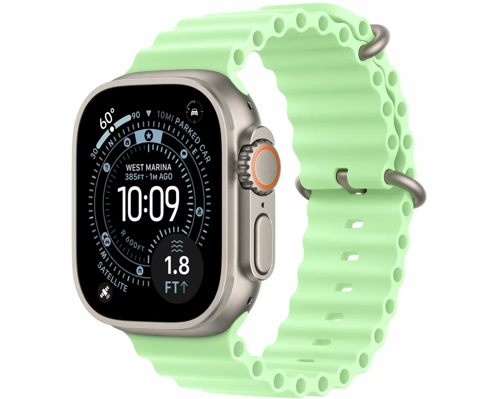 Apple Ocean Band 49 mm Extension Neon Green Natural Titanium
