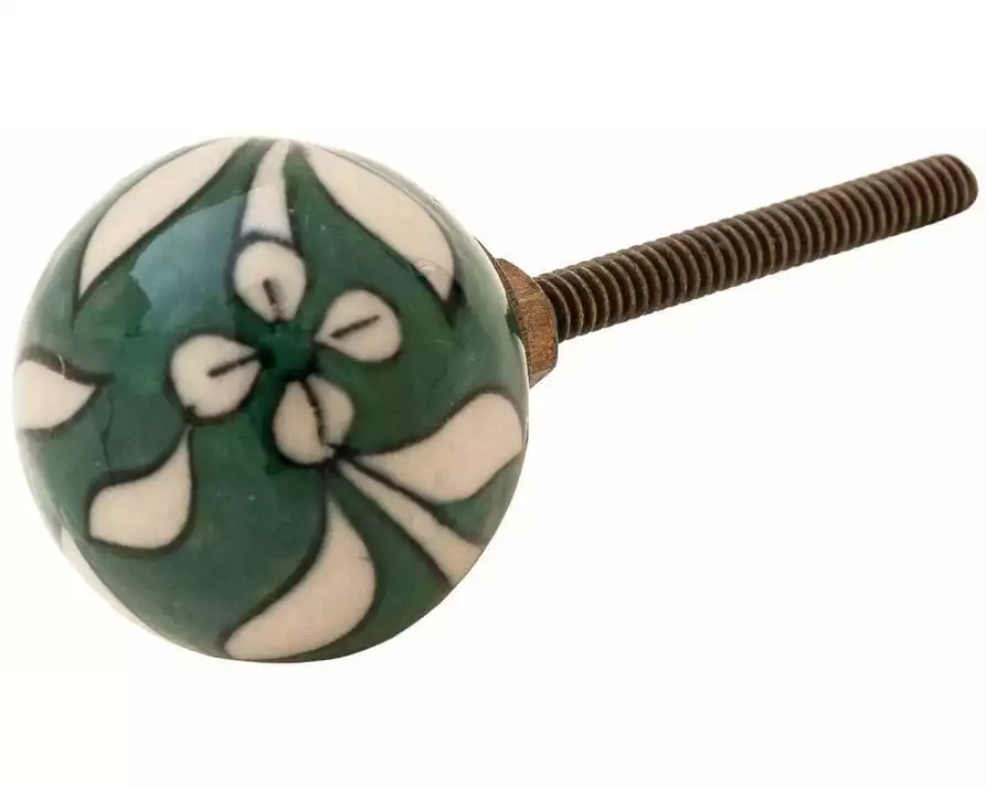 Tranquillo Möbelgriff handgemacht, Ø 3 cm, Grün/Weiss