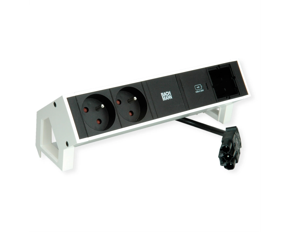 BACHMANN DESK2 2xUTE 1xUSB C 30W 1xCM 0,2m GST18 RAL9010
