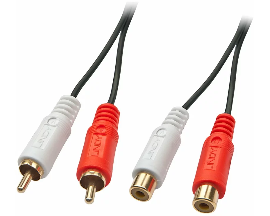 LINDY GOLD Audio Cable, Stereo, 2xRCA-2xRCA M-F, 5m , gold plated