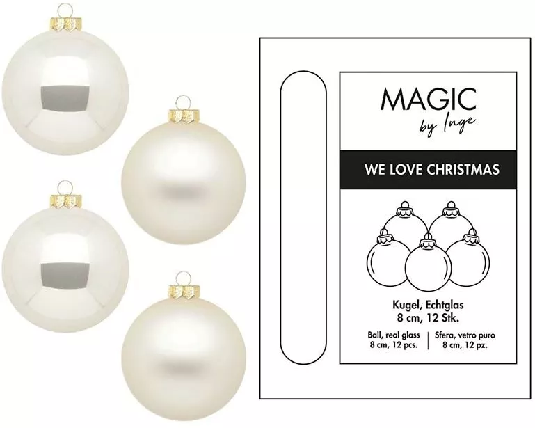 INGES CHRISTMAS DECOR Weihnachtskugel Champagne Ø 8 cm 12 Stück