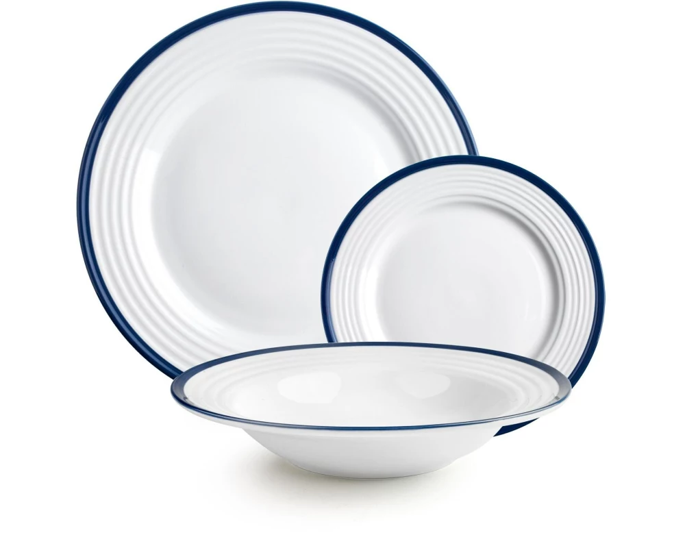 Ibili Teller-Set Provence 27.1-22.8-19.5 cm 12 Stück, Blau/Weiss