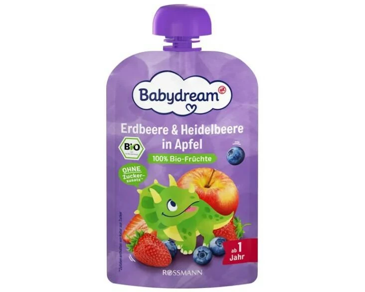 Babydream Quetschbeutel Bio Erdbeere & Heidelbeere in Apfel 100 g