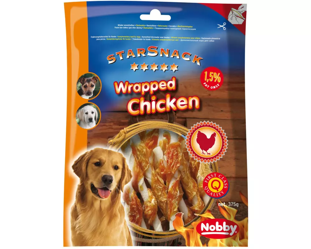 Nobby Kausnack StarSnack Barbecue Wrapped Chicken, 375 g