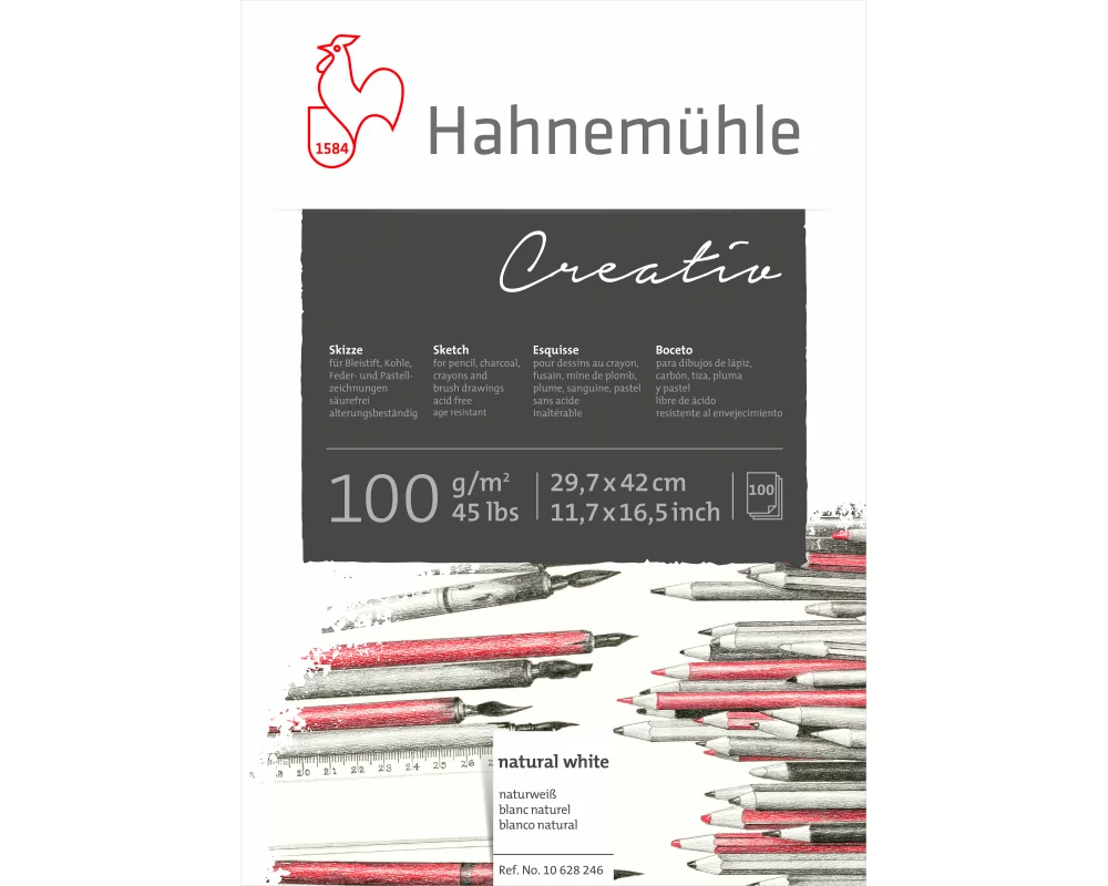 HAHNEMÜHLE Skizzenblock Creativ A3 10628246 weiss, 100g 100 Blatt
