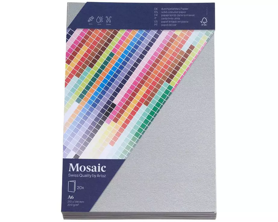 Artoz Blankokarte Mosaic A6, 20 Stück, Silber