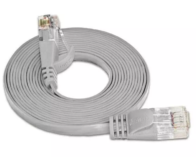 SLIM Slimpatchkabel RJ-45 - RJ-45, Cat 6, UTP, 15 m, Grau