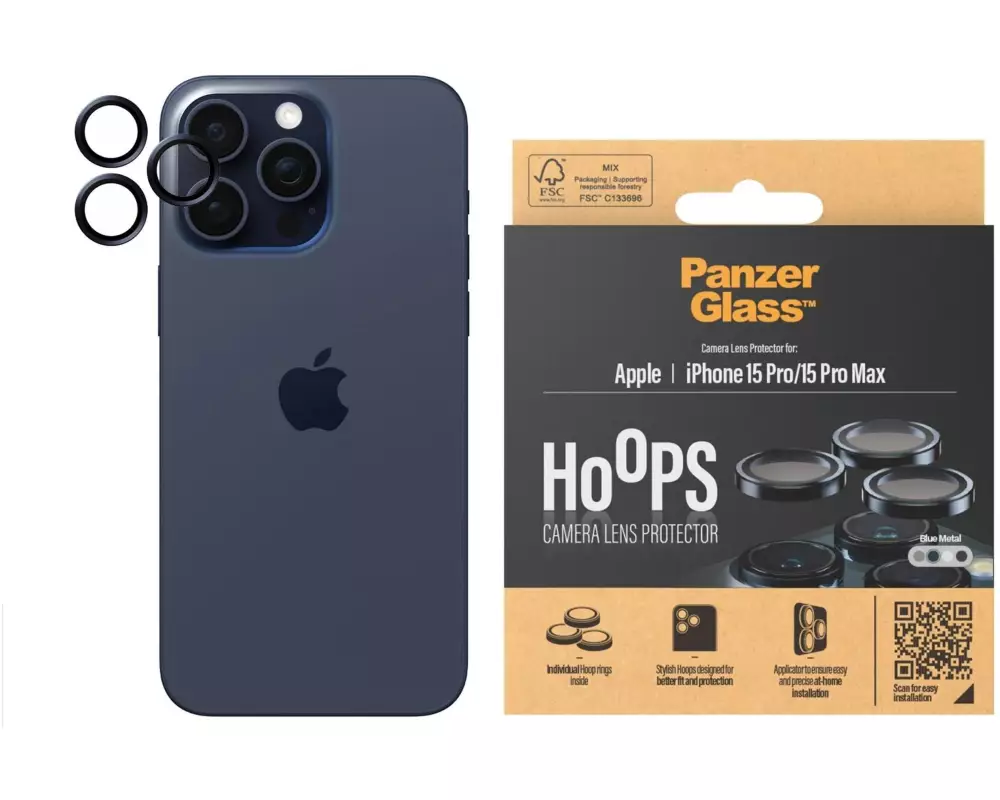 Panzerglass Lens Protector Rings HOOPS iPhone 15 Pro / 15 Pro Max Blau