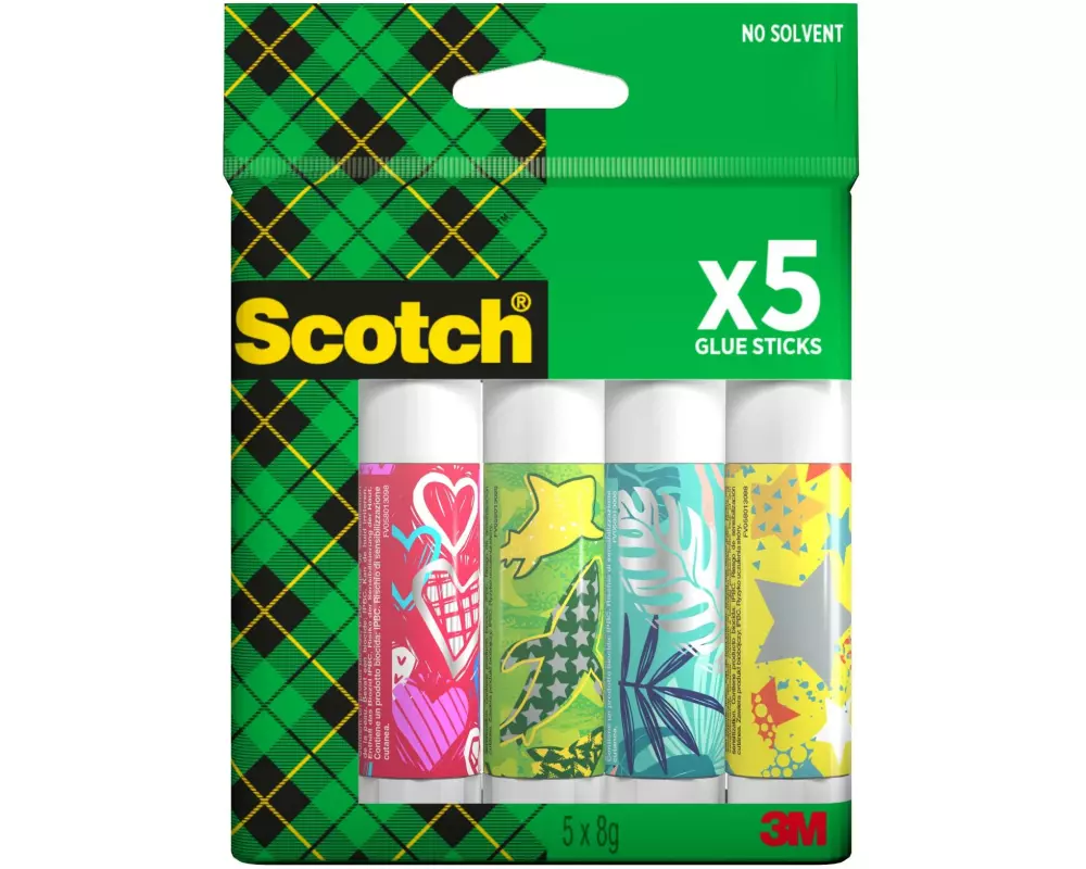 Scotch Klebestift Monster permanent 5 Stück, Mehrfarbig