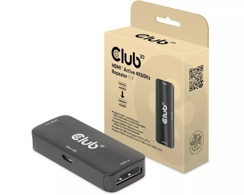Club 3D Active HDMI 4K60Hz Repeater B/B CAC-1307 -