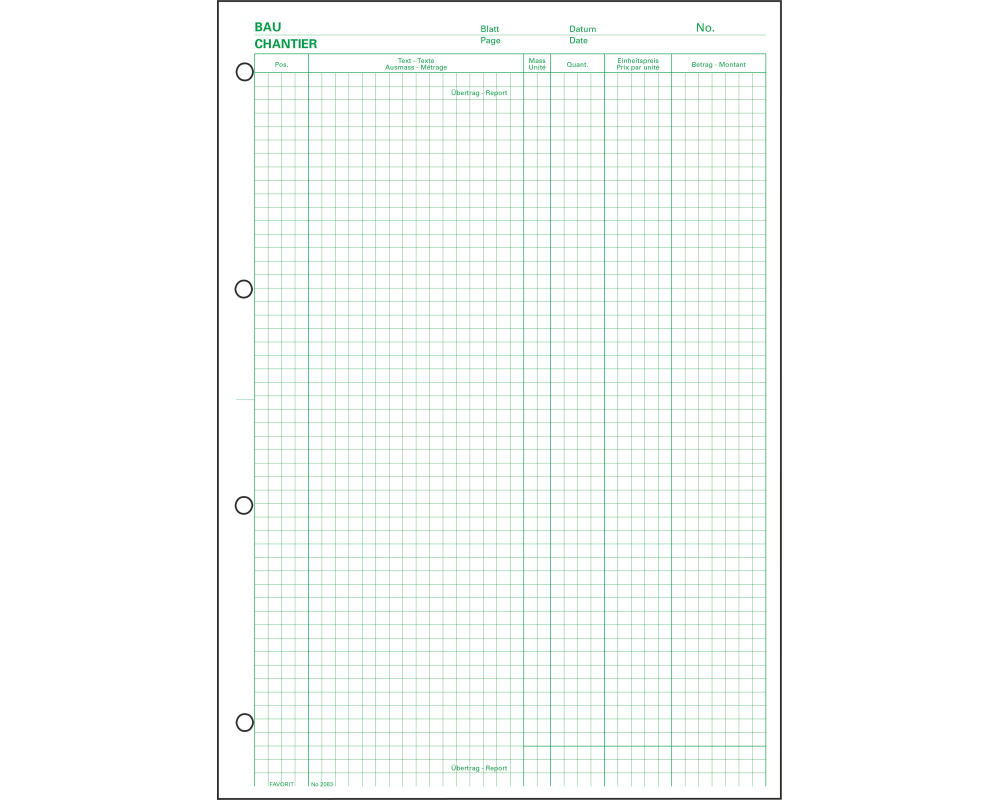FAVORIT Devis Ausmassblock A4 2083 grün 100 Blatt