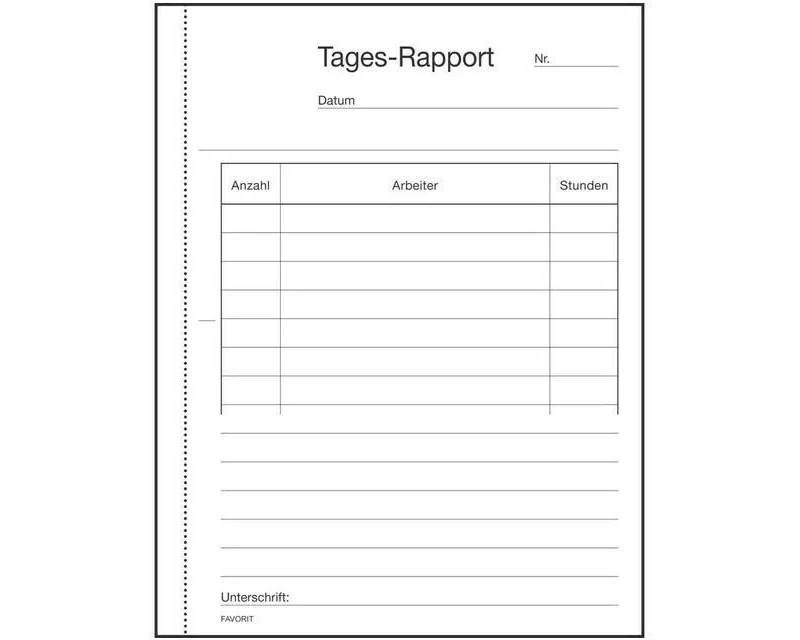 Favorit Durchschreibeblock 111 x 144 mm Tages-Rapporte