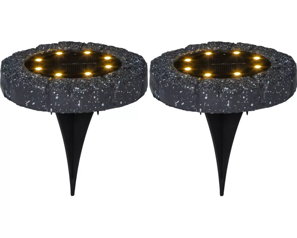 Star Trading Gartenlicht Solar-Spotlight, 2er Set, Grau