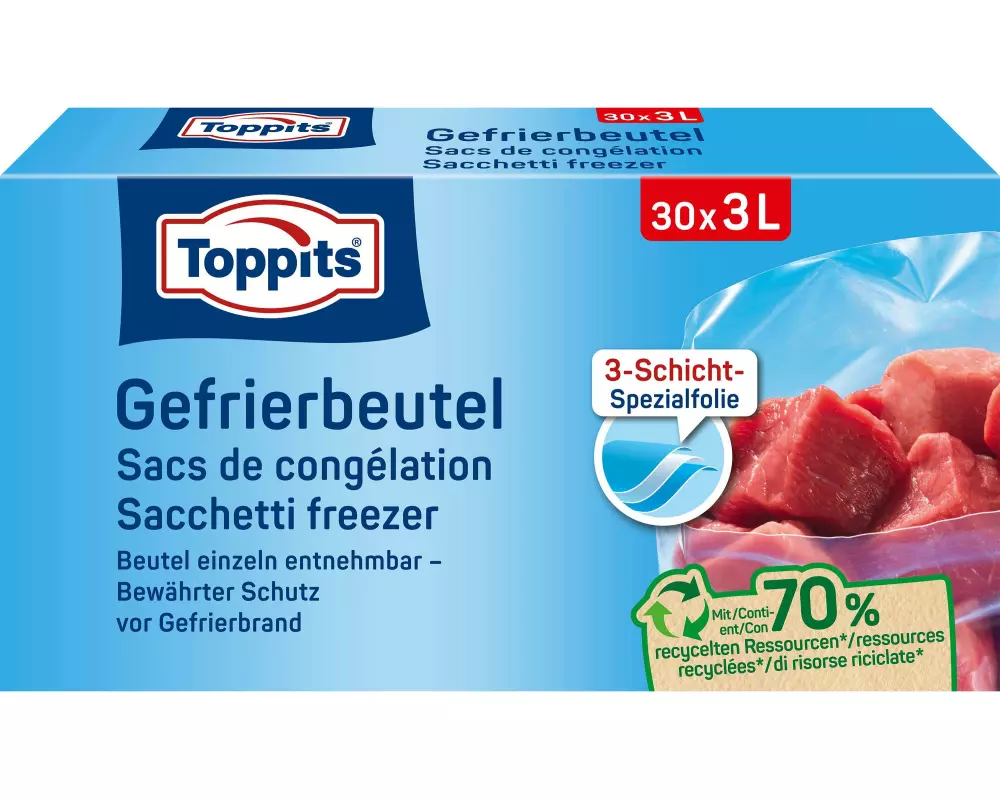 Toppits Gefrierbeutel Gefrierbeutel 3 Liter 30 Stück