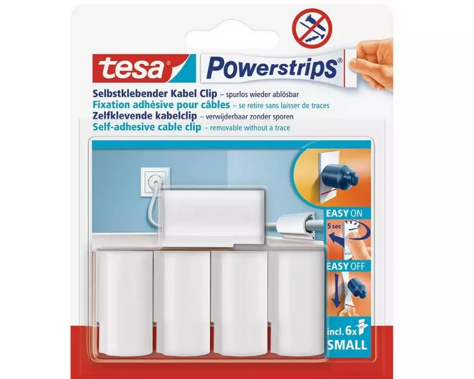 tesa Kabelclips-Set Powerstrips, 3er Pack