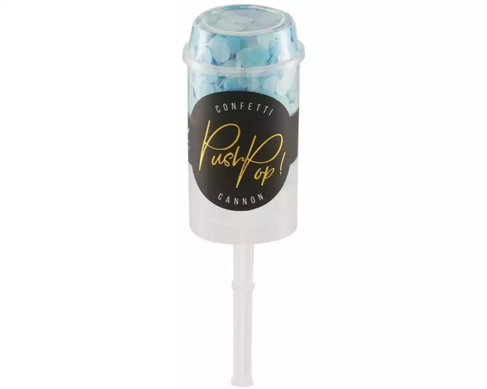 Partydeco Konfettikanone Push-Pop Ø 8 mm, 1 Stück, Blau