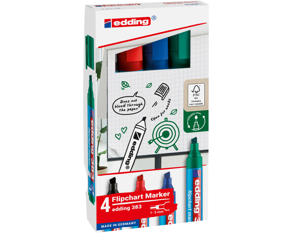 edding Flipchart-Marker 383, 4 Stück