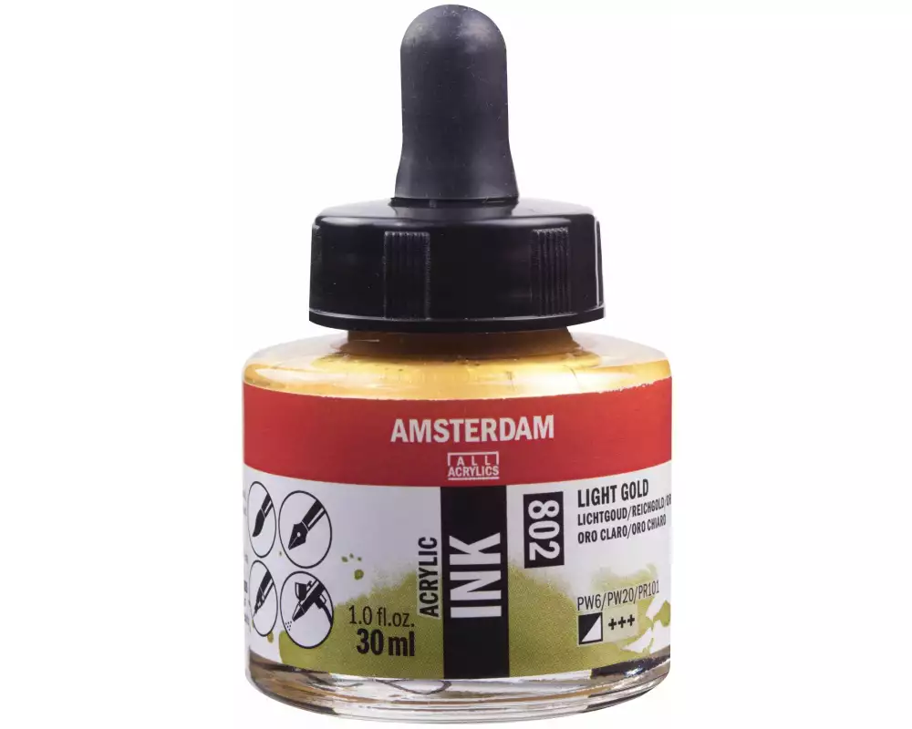 Amsterdam Acryltinte 802 Reichgold halbdeckend, 30 ml 30 ml, Gold