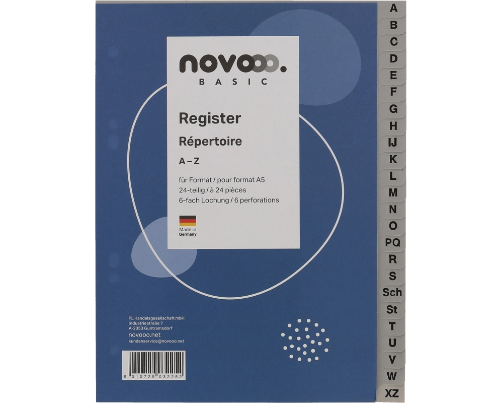NOVOOO Register PP A5 40978 grau A-Z 24tlg.