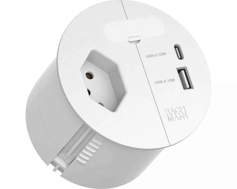 Bachmann Steckdose Loop in Charge A/C 22W, 2m - Weiss