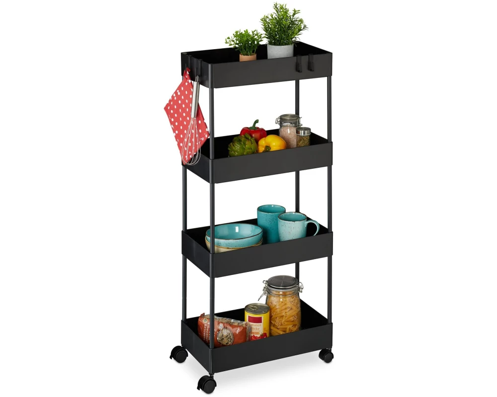 relaxdays Küchenwagen 40 x 93 x 22 cm, Schwarz