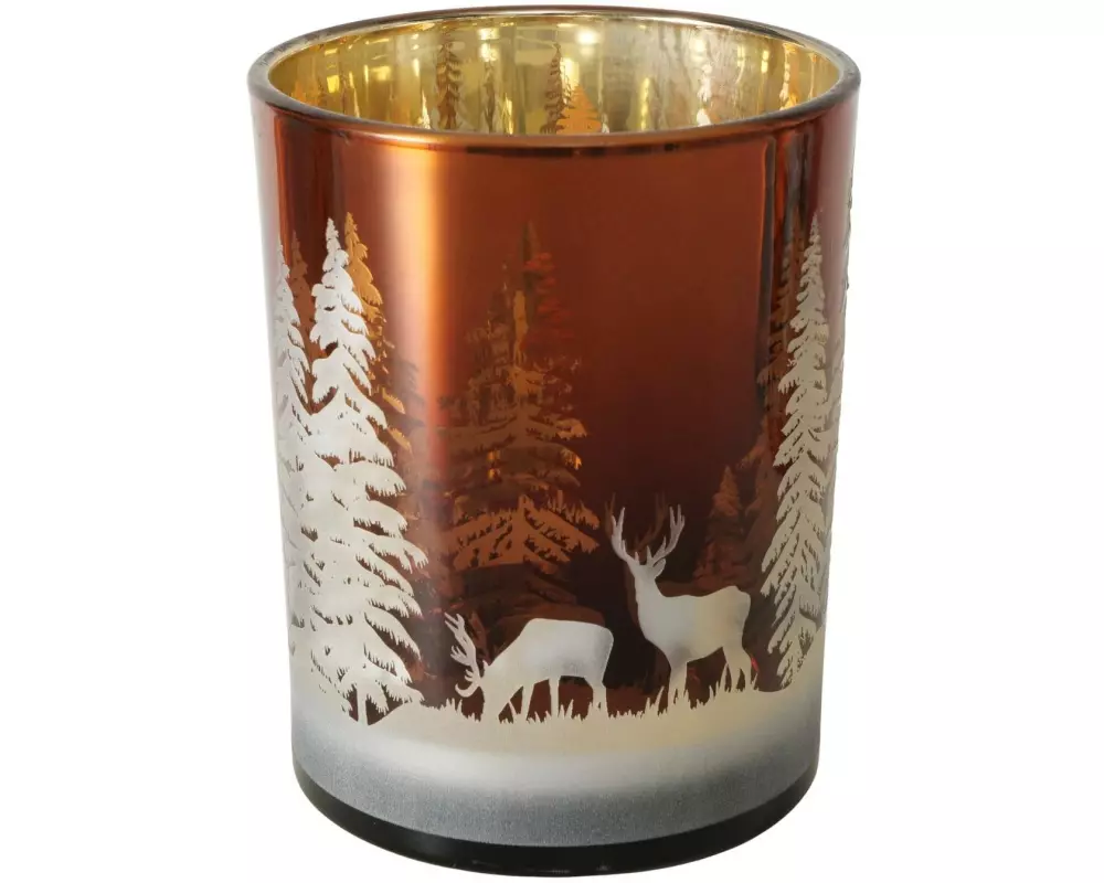 Boltze Weihnachtswindlicht Lorel Glas, 12.5 x 10 cm