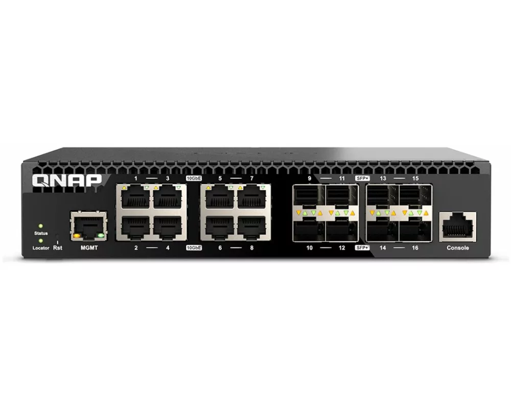 QNAP QSW-M3216R-8S8T Managed Switch 16 port of 10GbE port speed 8 port SFP+ 8 port 10gbE RJ45 half-rackmount design