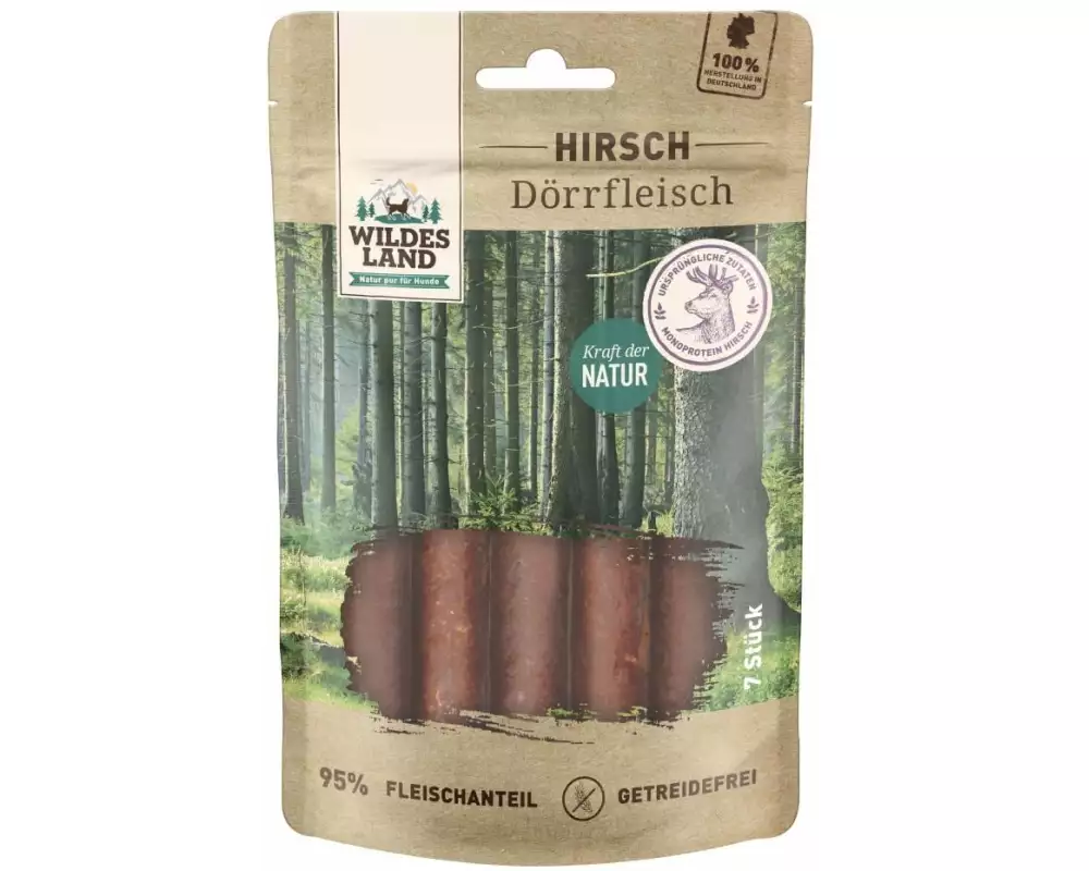 Wildes Land Snack Dörrfleisch Hirsch, 7 Stk