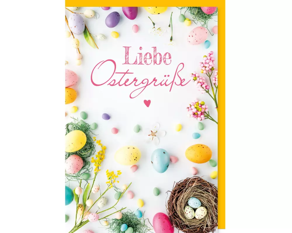 Braun + Company Grusskarte Liebe Ostergrüsse 11.5 x 17 cm, Mehrfarbig