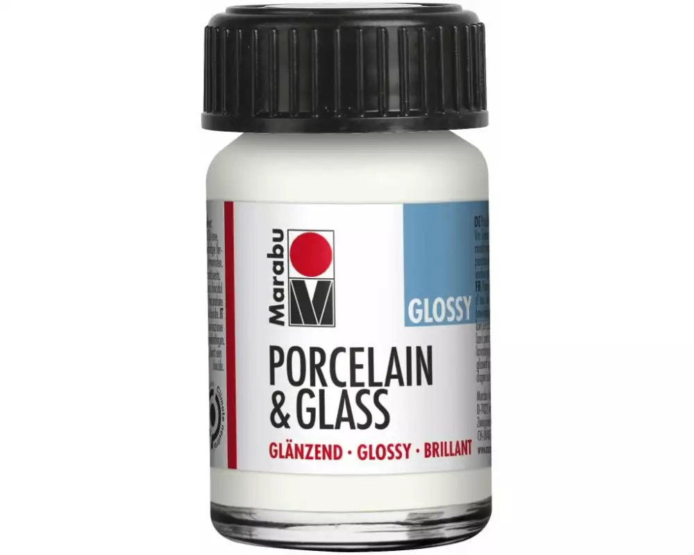 Marabu Glas- und Porzellanfarbe 070 Weiss, 15 ml