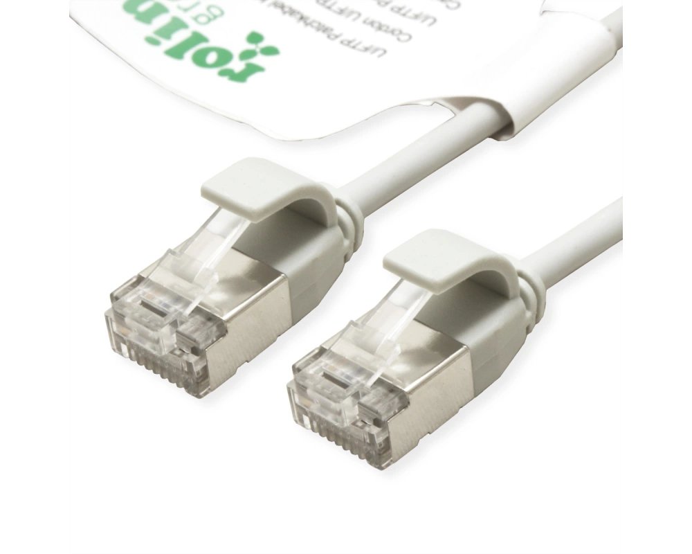 ROLINE GREEN U/FTP Patchkabel Cat.6A (Class EA), LSOH, slim, grau, 1 m
