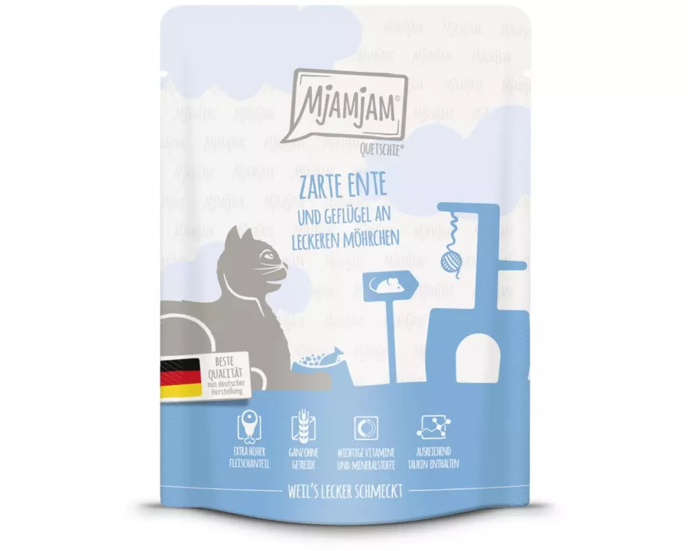 Mjamjam Nassfutter Quetschie Ente & Geflügel, 300 g