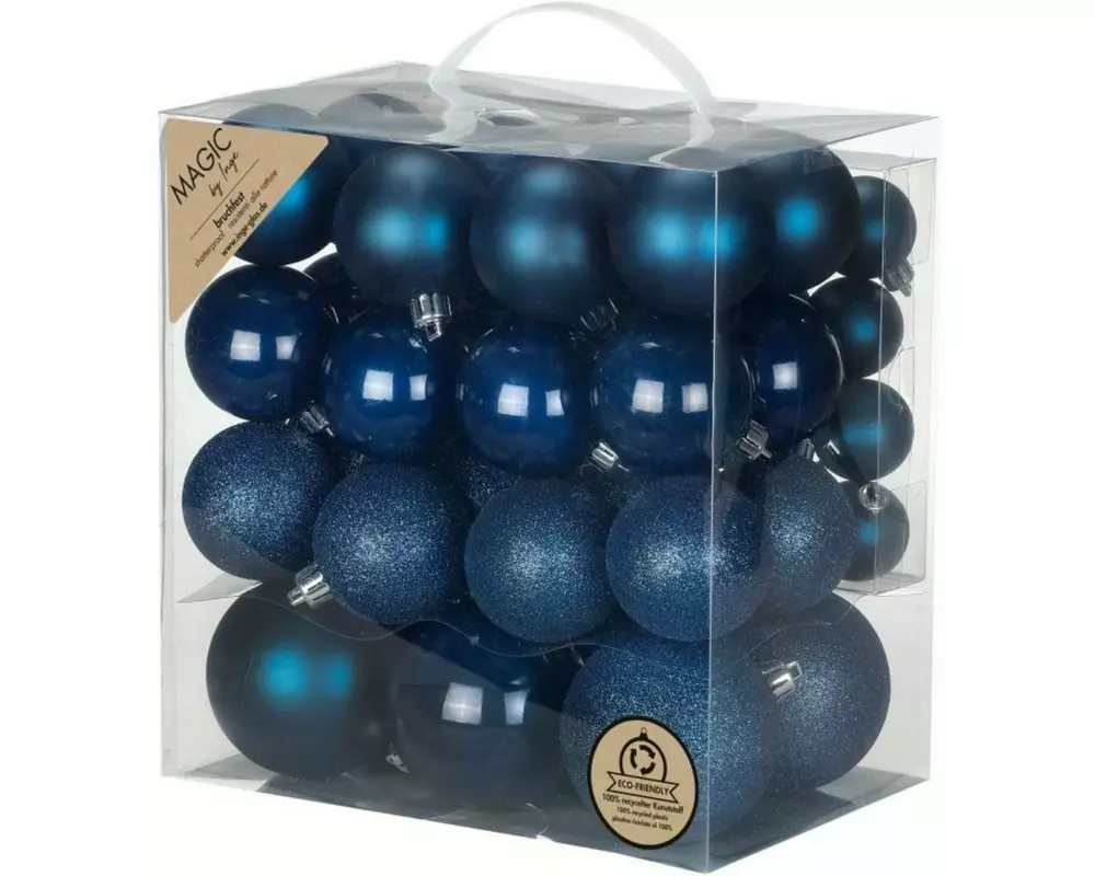 INGES CHRISTMAS DECOR Weihnachtskugel 54 Stück, Nachtblau
