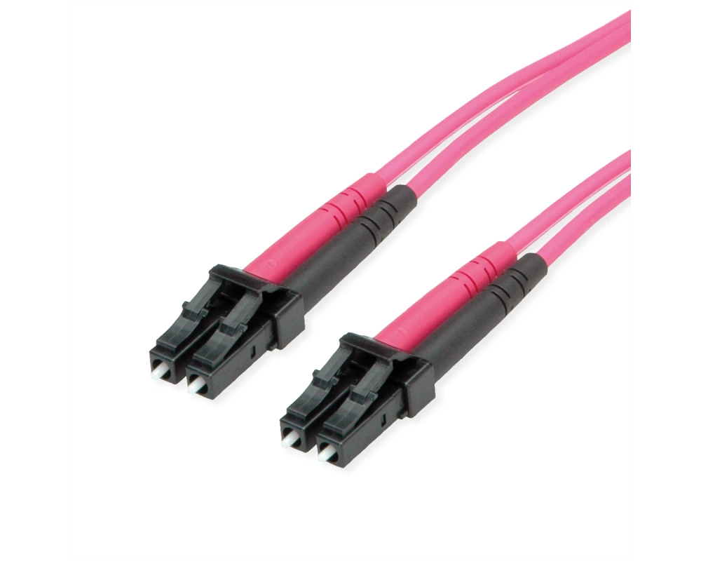 TELEGÄRTNER LWL Rangierkabel 2x G50/125 OM4, 1x LC Duplex - 1x LC Duplex, violett, 1 m