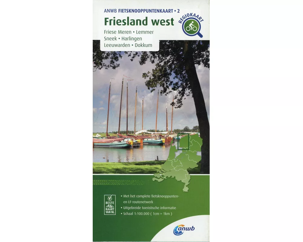 Friesland west (Friese Meren / Lemmer / Sneek / Harlingen / Leeuwarden / Dokkum) 1 : 100 000