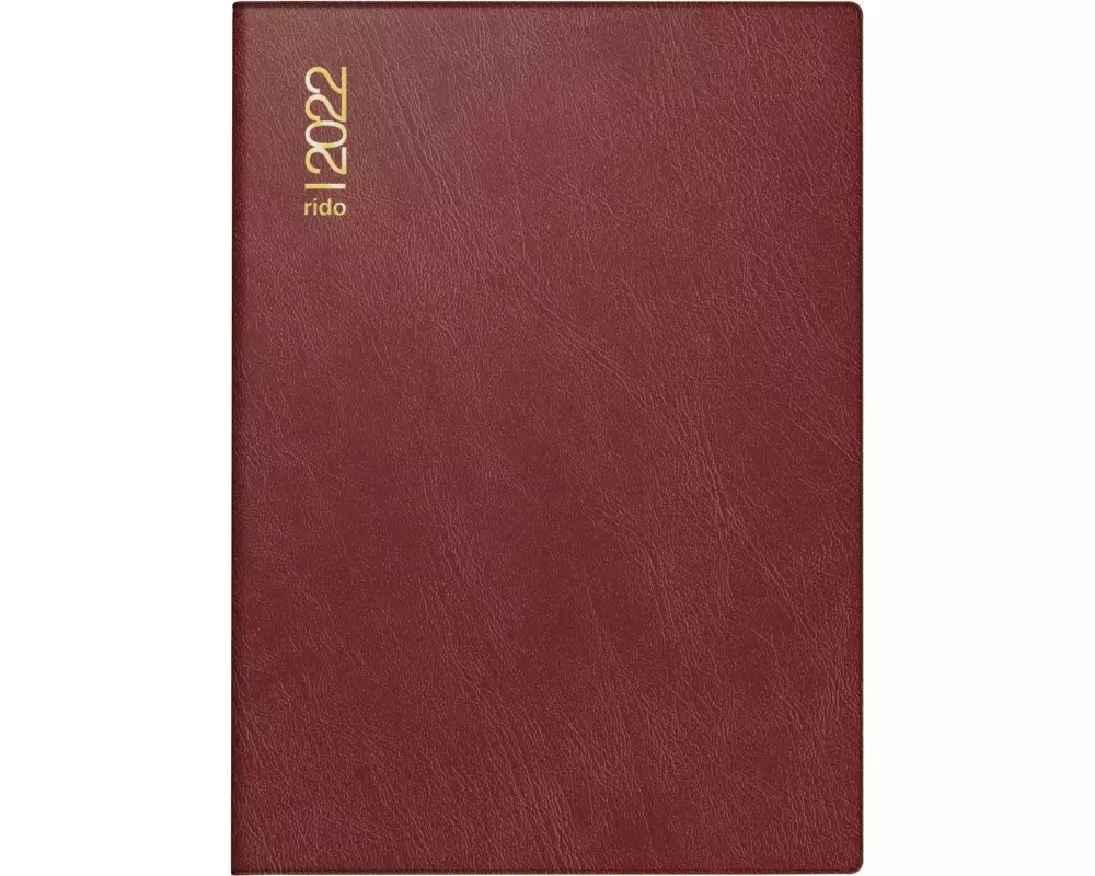 rido/idé 7018242292 Tageskalender/Taschenkalender 2022 Modell Technik III, Schaumfolien-Einband Catana, bordeaux