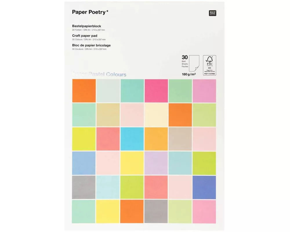 Bastelblock 180g, Super Pastel Colours FSC MIX