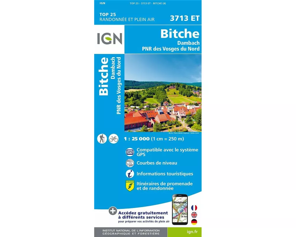 Bitche.Dambach.PNR des Vosges du Nord 1:25 000