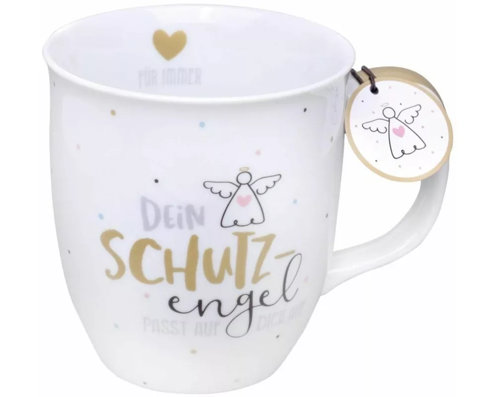 Tasse Schutzengel mit Mattgold, mit Innen- und Henkeldruck