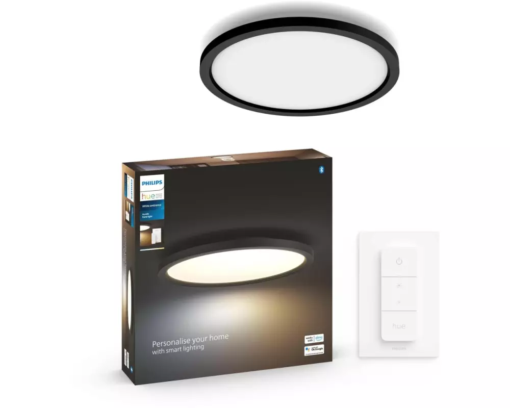 Philips Hue Panelleuchte White Ambiance Aurelle, Ø 39.5 cm, Schwarz